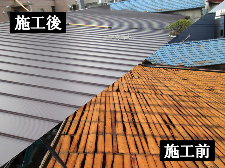 台風被害で全屋根材が飛散